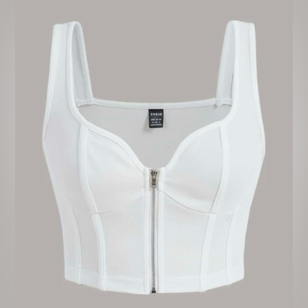 Zip Front Crop Sheer Tank Top